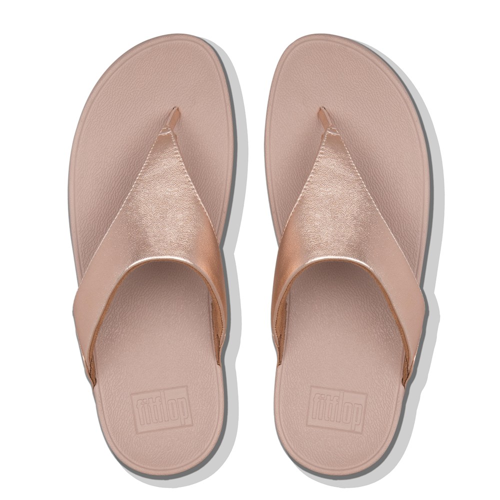 Fitflop Womens Sandals - Lulu Leather Toe-post - Rose Gold - 962-NJDMYU